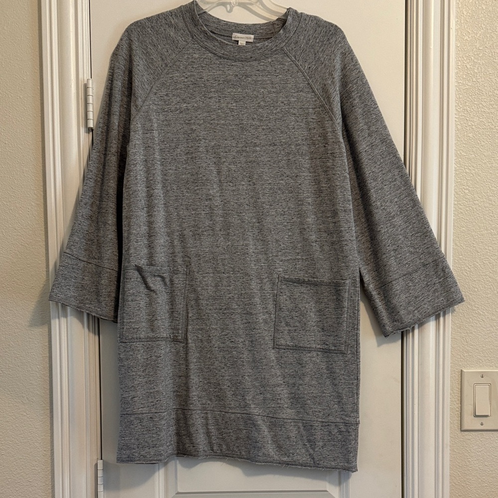 Garnet Hill Heather Gray Long Sleeve French Terry Dress